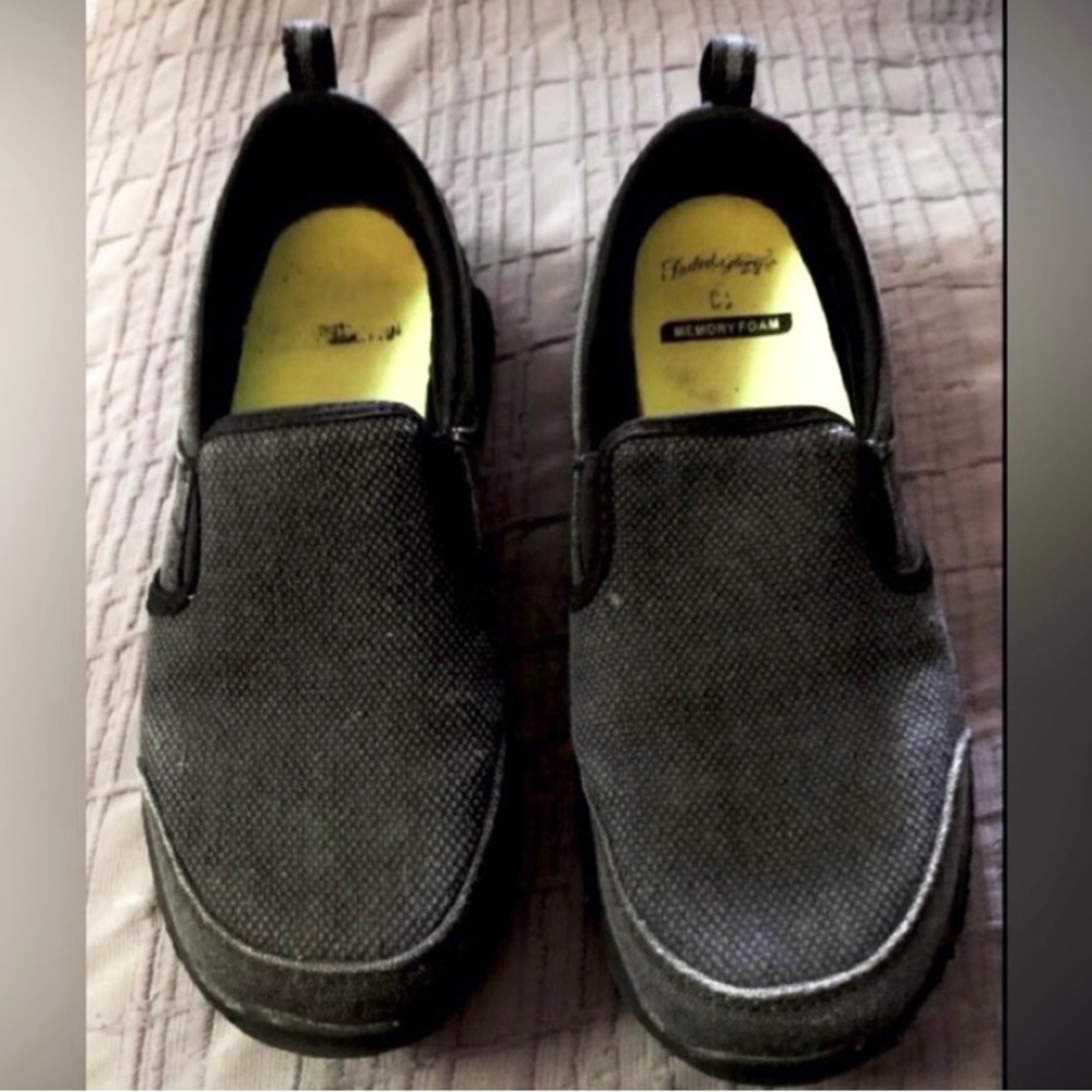 Faded Glory Memory Foam Loafers Shoes Gray/BLACK Mens sz 8.5 Casual Comfort NM